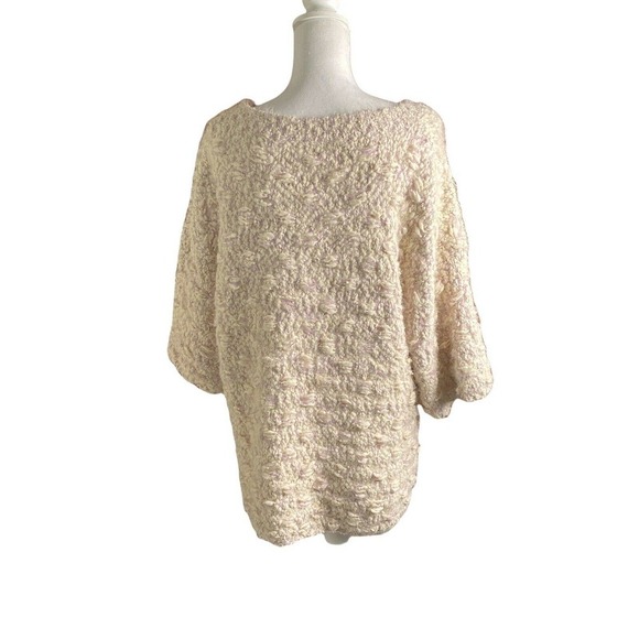 Umgee Beige purple 3/4 Sleeve Cozy Soft Chunky Knit Sweater Size Medium Women - Picture 3 of 7